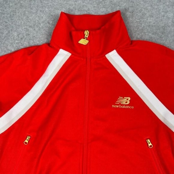 New Balance Womens Cropped Jacket Size Small Orange Full Zip Athleisure Pockets - Picture 4 of 9